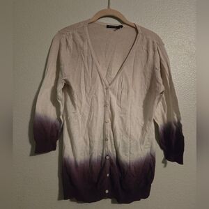 Women's Ombre Cardigan Sweater, Purple Hues. Minor Stain That May Wash. Size XL